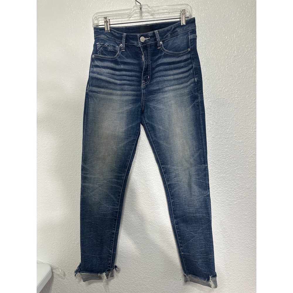 Buckle Black Womens High Rise Skinny Jeans Medium Wash Raw Hem BBW3435A